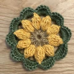 お花の麻紐コースター単品　オレンジのサムネイル