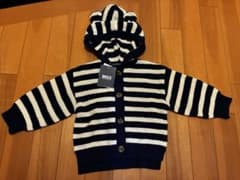 BREEZE キッズ ボーダー カーディガン フード付き　猫耳　タグ付きのサムネイル
