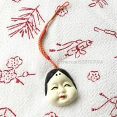 美品 おかめ 根付け 招福 節分 - メルカリ