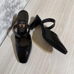 [MIHAMA] 미하마 퍼즐 무늬 에나멜 샌들 블랙 22cm