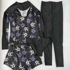 花柄 水着・ラッシュガードセット　Mサイズ5点セットのサムネイル