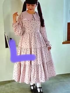Lサイズしまみさmpetit青木美沙子コラボハナセーラーワンピース中桃