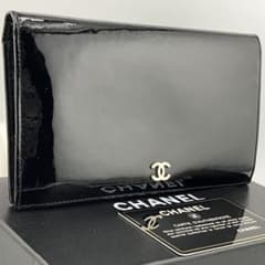 希少✨良品✨シャネル 長財布 パテントレザー ココマーク 二つ折り 黒