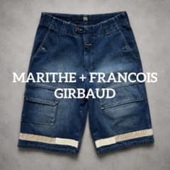 新品☆ GIRBAUD シャトルパンツ デニムハーフパンツ ダメージ加工 90s 2157◇90'sマリテフランソワジルボー シャトルカーゴハーフデニム