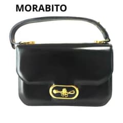 希少 MORABITO モラビト 本革 レザー ハンドバッグ 黒 ゴールド金具