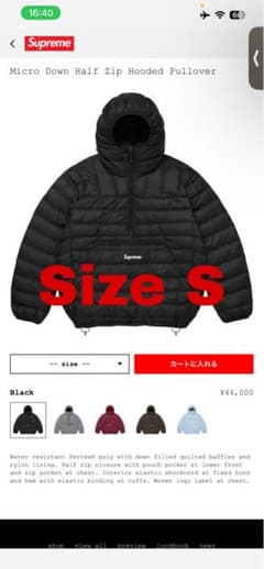 Supreme Micro Down Half Zip Hoodedのサムネイル