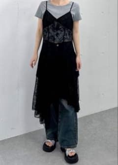 archivesレイヤードイレヘムレースキャミワンピース ブラックのサムネイル