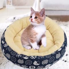 値下げ✨ ネコ クッション ベッド✨ドーナツ型 ネコ柄 和柄 総ねこのサムネイル