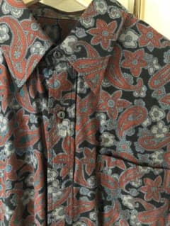 古着柄シャツ　ペイズリー 赤 グレー　黒のサムネイル