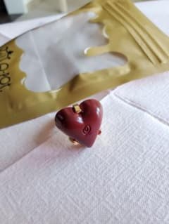 Q - pot.ハートリング　ダークレッド