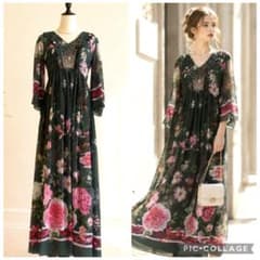☆Blugirl Blumarine ブルーガール 花柄ロングワンピース 42 - メルカリ