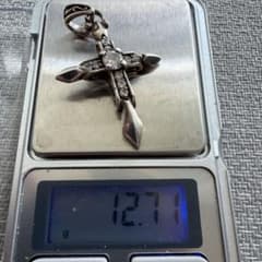 【約12g】シルバー925 クロス ペンダントトップ 透明石のサムネイル