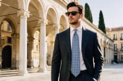 LUIGI BORRELLI ルイジボレッリ ブルー 小紋柄 ネクタイのサムネイル