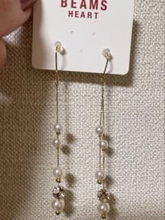 BEAMS HEART パールロングピアスのサムネイル