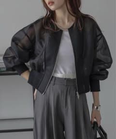 【新品未使用・タグ付き】AMELY エミリー　ダブルジップショートシアーブルゾンのサムネイル
