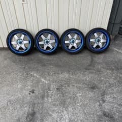 スパルコ　15インチ シルバー ブルー 6本スポークホイールセット　福岡発 スパルコ 15インチ シルバー ブルー 6本スポークホイールセット 福岡発
