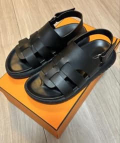 美品】エルメス ドーハ DOHA サンダル メンズ 黒 サイズ41 付属品完備 