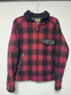 美品 CLUCT クラクト フランネルジャケット 赤黒チェック M レザー