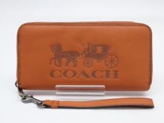 COACH 長財布 ラウンドファスナー オレンジブラウンのサムネイル