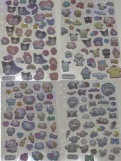 サンリオコットンパフィーシール　四点セットシナモン、マイメロ＆クロミ、キティ、他のサムネイル