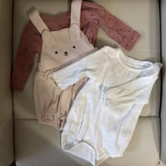 アカチャンホンポ　うさぎ サロペット ロンパース 70cm ピンクのサムネイル
