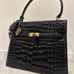 JRA認定　シャイニングクロコ　ハンドバッグ　鍵　金具　エキゾチック　クロコ JRA認定 シャイニングクロコ ハンドバッグ 鍵 金具 エキゾチック