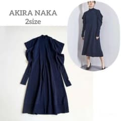 美品　アキラナカ　ネイビー　ロング　ニットワンピース　ユナイテッドアローズ　長袖 美品 アキラナカ ネイビー ロング ニットワンピース ユナイテッド