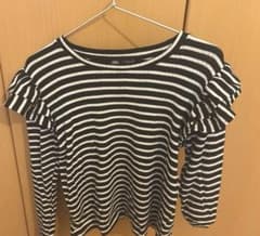 ZARA ボーダー フリル 長袖 トップス Mサイズのサムネイル