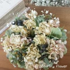 ［ありがとう価格］ミナヅキ紫陽花の…ドライフラワーリース　ナチュラルハンドメイドのサムネイル