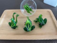 ガラス細工　　カエル　4点セットのサムネイル