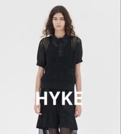 HYKE シャツ CROCHETED POLO SWEATER ブラック 黒 - メルカリ