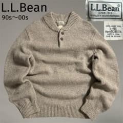 極美品 00s L.L.Bean ラムウール ヘンリーネック ニット セーター 