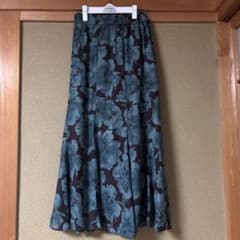 花柄 ロングフレアスカート ブルー系のサムネイル