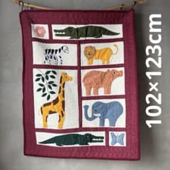パッチワーク キルト タペストリー 動物園 大判 布 マルチカバー