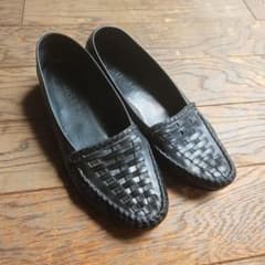上質/本革】イタリア製 HAND MADE メッシュローファー7Wブラック 