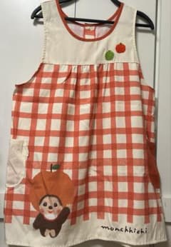 モンチッチ 刺繍アップリケ　保育士エプロン　幼稚園 M〜L 学研カタログ販売