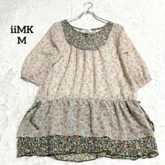 【アイアイエムケー】 花柄 シフォン チュニック ワンピース 七分袖　透け感のサムネイル