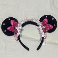 ディズニー ヘッドドレス カチューシャ ピンク 薔薇 キラキラのサムネイル