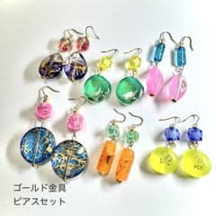 ハンドメイドピアスセット　クリアカラー　ビビットカラー　春夏アクセサリーのサムネイル