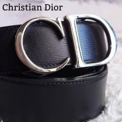クリスチャンディオール シルバーバックル レザーベルト CD ロゴ