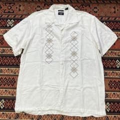 90sヴィンテージアーガイルアトミック柄レーヨンオープンカラーシャツ
