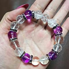 天然石アメジスト＆水晶ブレスレット(*^^*)のサムネイル