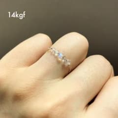 【14KGF】宝石質ブルームーンストーン×ハーキマーダイヤモンドのチェーンリングのサムネイル