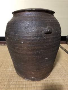 どっしり迫力ある時代物の越前焼きのニ耳種壺検古民具古道具骨董民芸花器 どっしり迫力ある時代物の越前焼きのニ耳種壺検古民具古道具骨董民芸