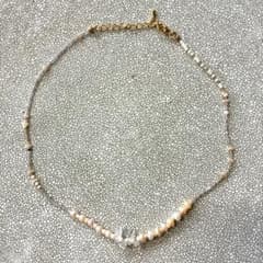 ハンドメイド　淡水パール　ビーズ　ホワイト　クリア　ネックレスのサムネイル