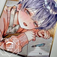 一点物 オリジナル 色紙 手描きイラスト アナログ 男の子 創作 原画