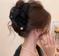 シフォンヘアアクセサリー ブラック 　ピンク　2点セットのサムネイル