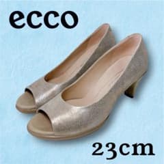 ecco エコー パンプス 23cm ゴールド オープントゥ　太ヒール　EU36