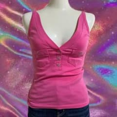 y2k 平成ギャル 00s トップス タンクトップ ピチピチ ピンク 渋谷