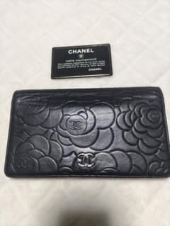 CHANEL ブラック カメリア長財布のサムネイル